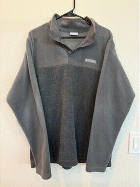 Columbia Men's Grey Fleece Pullover 1/4 Snap Button Jacket Size Large
